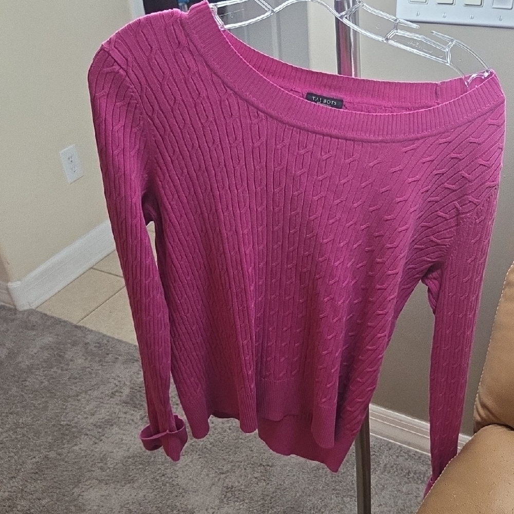 Talbots Pink Cable Knit Sweater